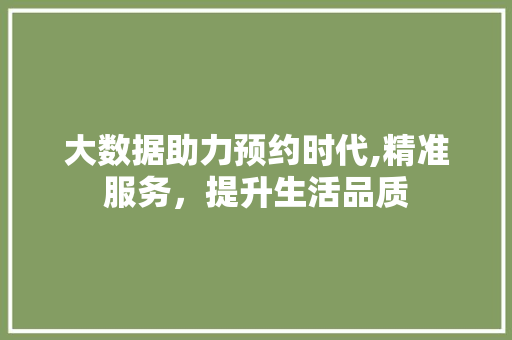 大数据助力预约时代,精准服务，提升生活品质
