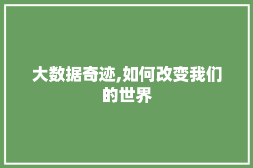 大数据奇迹,如何改变我们的世界 网站建设公司