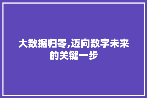 大数据归零,迈向数字未来的关键一步 搜狗SEO
