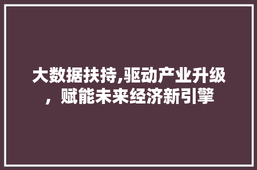 大数据扶持,驱动产业升级，赋能未来经济新引擎 必应SEO