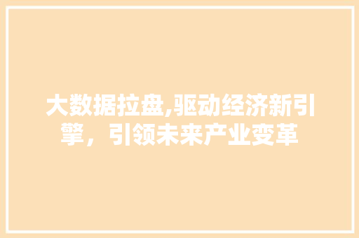 大数据拉盘,驱动经济新引擎，引领未来产业变革 网站建设公司