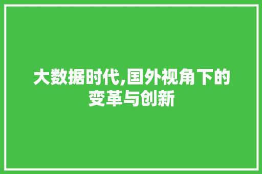 大数据时代,国外视角下的变革与创新