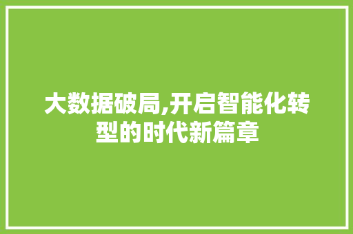 大数据破局,开启智能化转型的时代新篇章 神马SEO