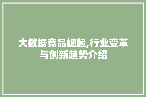 大数据竞品崛起,行业变革与创新趋势介绍