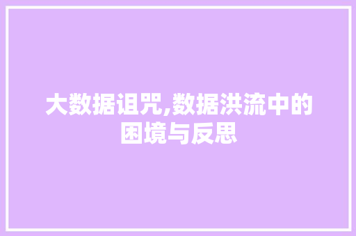 大数据诅咒,数据洪流中的困境与反思