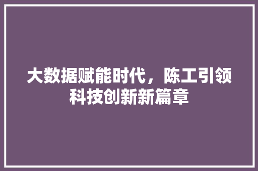 大数据赋能时代，陈工引领科技创新新篇章
