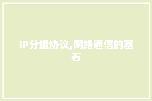 IP分组协议,网络通信的基石 网站建设公司