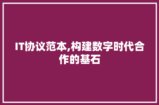 IT协议范本,构建数字时代合作的基石 百度SEO