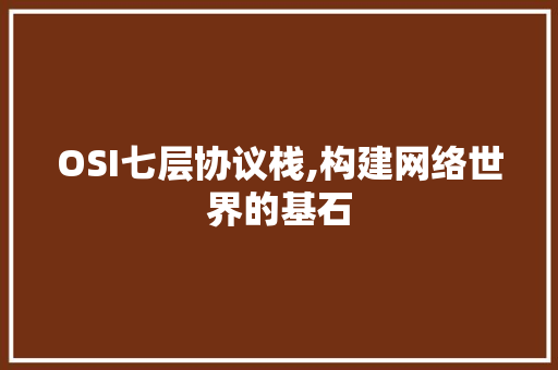 OSI七层协议栈,构建网络世界的基石 必应SEO