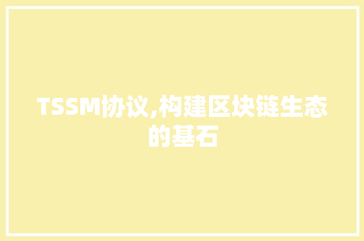 TSSM协议,构建区块链生态的基石