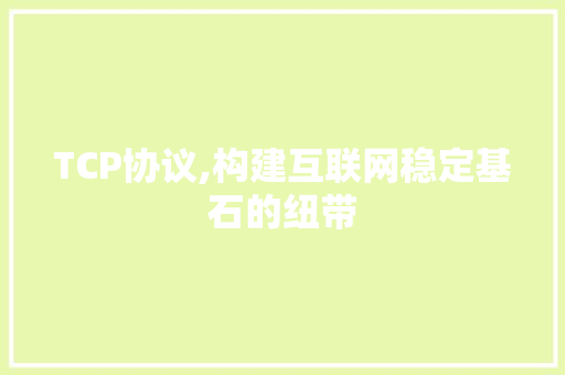 TCP协议,构建互联网稳定基石的纽带