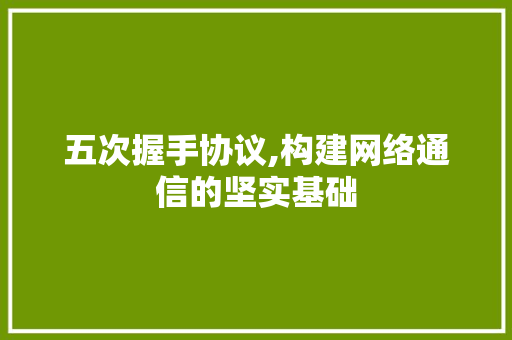 五次握手协议,构建网络通信的坚实基础 SEO关键词