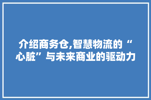 介绍商务仓,智慧物流的“心脏”与未来商业的驱动力