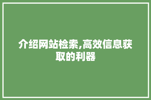 介绍网站检索,高效信息获取的利器