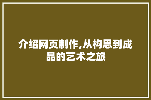 介绍网页制作,从构思到成品的艺术之旅