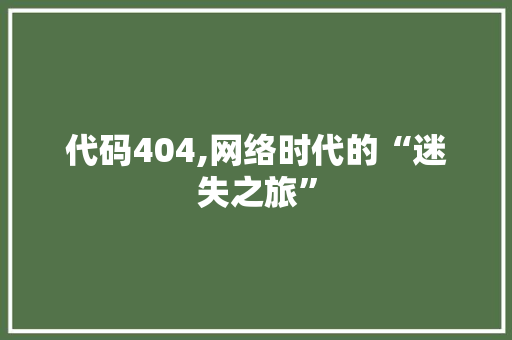 代码404,网络时代的“迷失之旅”