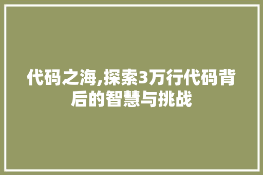 代码之海,探索3万行代码背后的智慧与挑战