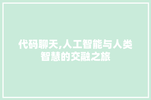 代码聊天,人工智能与人类智慧的交融之旅
