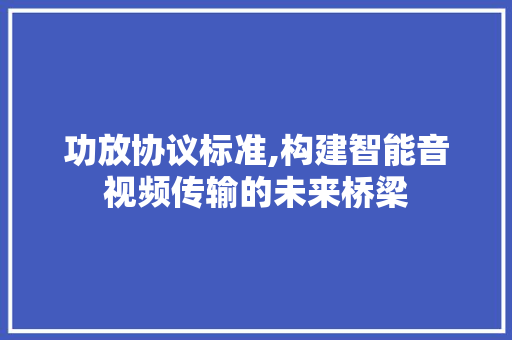 功放协议标准,构建智能音视频传输的未来桥梁 网站建设公司