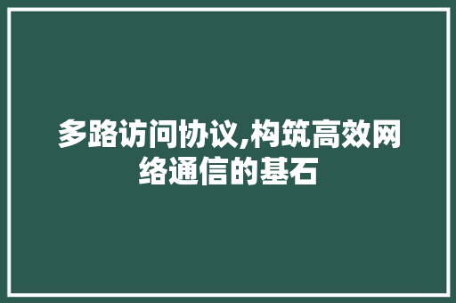 多路访问协议,构筑高效网络通信的基石