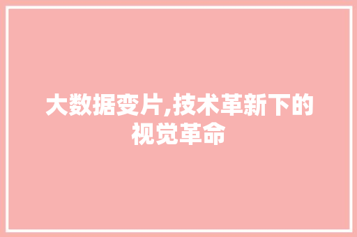大数据变片,技术革新下的视觉革命