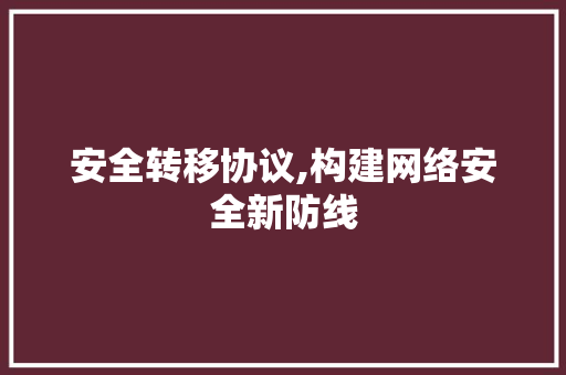 安全转移协议,构建网络安全新防线 神马SEO