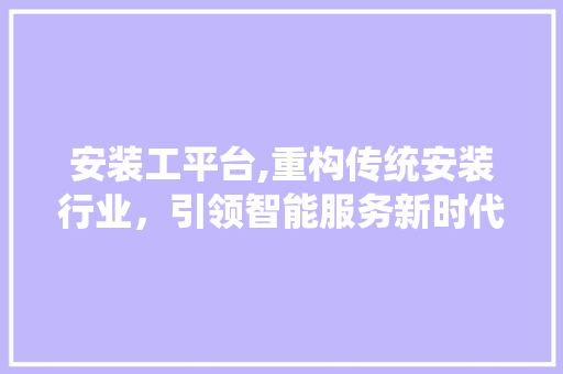 安装工平台,重构传统安装行业，引领智能服务新时代 SEO关键词