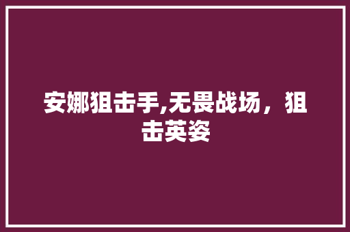安娜狙击手,无畏战场，狙击英姿 网站建设公司