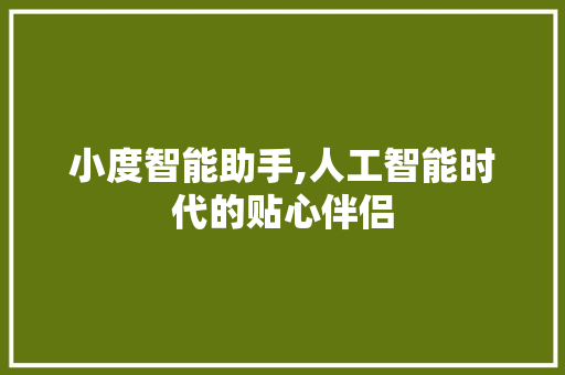 小度智能助手,人工智能时代的贴心伴侣