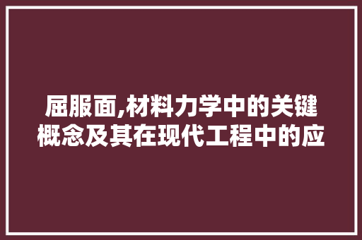 屈服面,材料力学中的关键概念及其在现代工程中的应用 搜狗SEO
