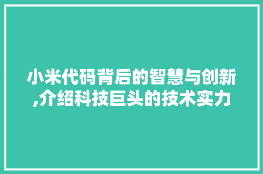 小米代码背后的智慧与创新,介绍科技巨头的技术实力
