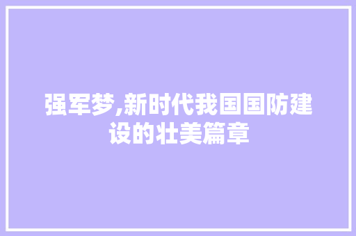 强军梦,新时代我国国防建设的壮美篇章