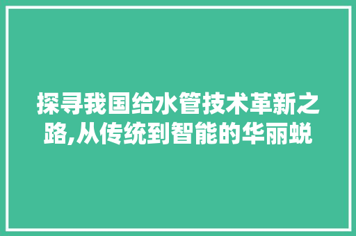 探寻我国给水管技术革新之路,从传统到智能的华丽蜕变