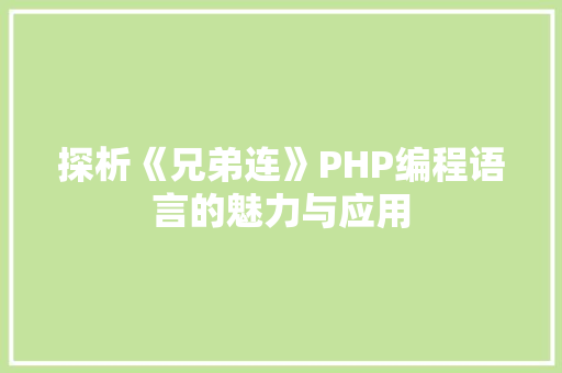 探析《兄弟连》PHP编程语言的魅力与应用 搜狗SEO