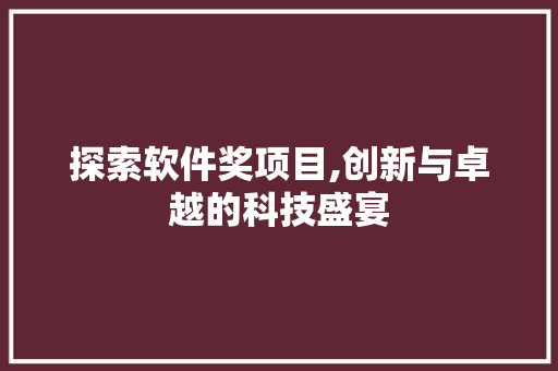 探索软件奖项目,创新与卓越的科技盛宴 神马SEO