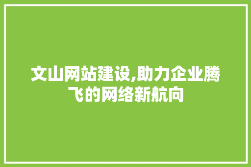 文山网站建设,助力企业腾飞的网络新航向