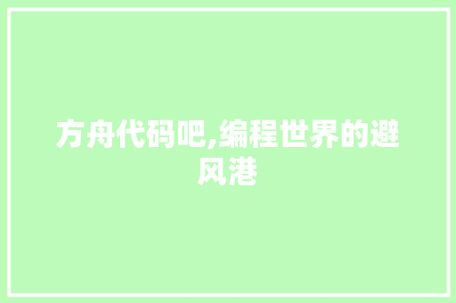 方舟代码吧,编程世界的避风港 百度SEO