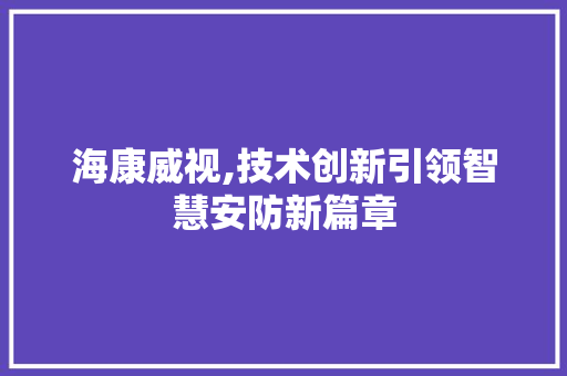 海康威视,技术创新引领智慧安防新篇章