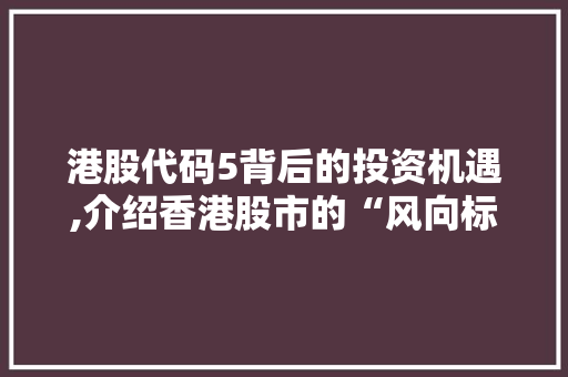 港股代码5背后的投资机遇,介绍香港股市的“风向标”