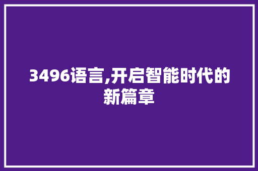 3496语言,开启智能时代的新篇章