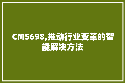 CMS698,推动行业变革的智能解决方法 SEO关键词
