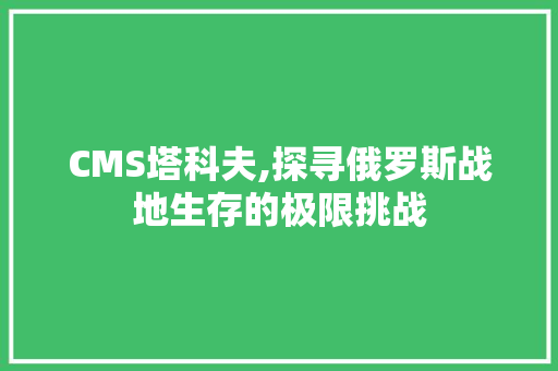 CMS塔科夫,探寻俄罗斯战地生存的极限挑战