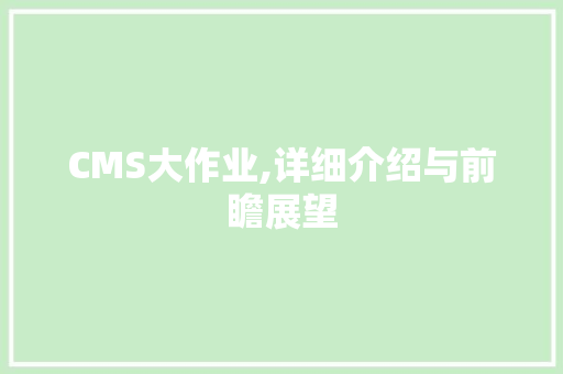CMS大作业,详细介绍与前瞻展望