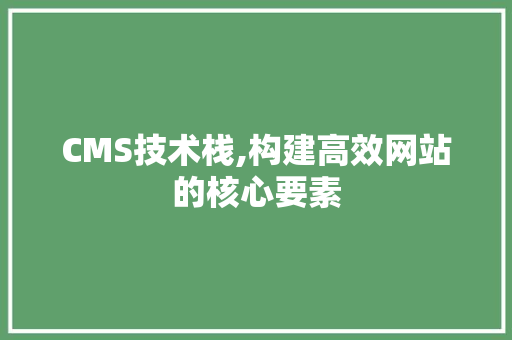 CMS技术栈,构建高效网站的核心要素