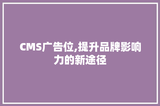 CMS广告位,提升品牌影响力的新途径