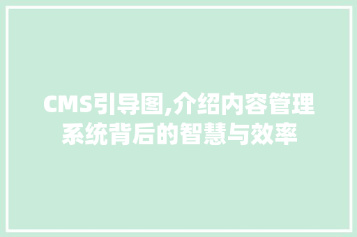 CMS引导图,介绍内容管理系统背后的智慧与效率