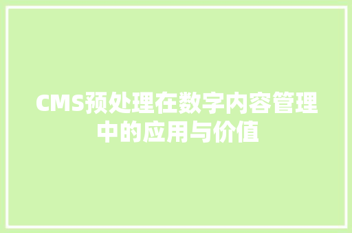CMS预处理在数字内容管理中的应用与价值