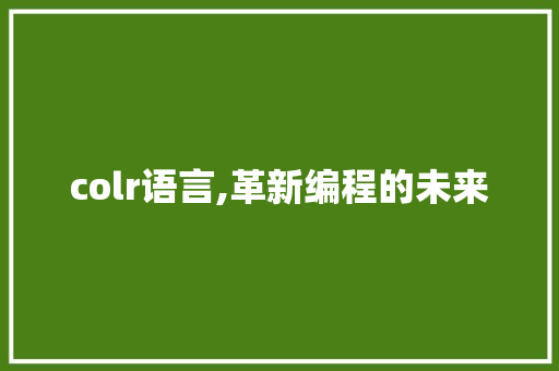 colr语言,革新编程的未来