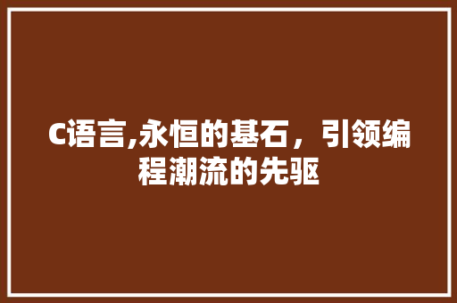 C语言,永恒的基石，引领编程潮流的先驱