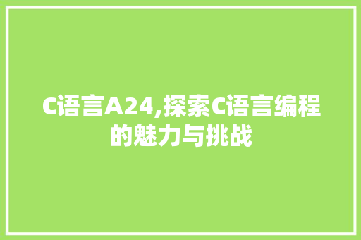 C语言A24,探索C语言编程的魅力与挑战